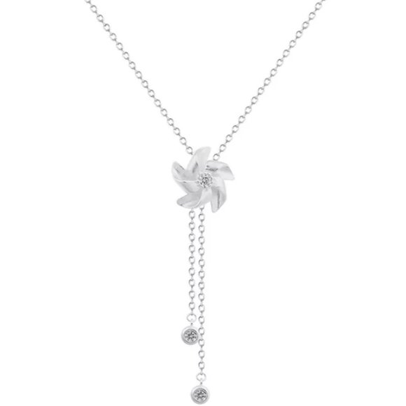 Jewelry - 1/2ct. t.w. Lab Diamonds Dainty Windmill Sterling Silver Necklace